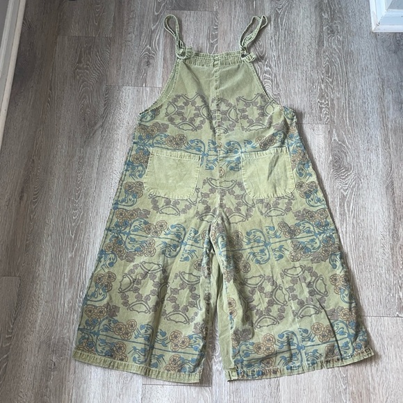 MONTHORIGIN Crazy Oversized Art To Wear Overalls Bibs Floral  Womens Size Medium - Picture 1 of 7